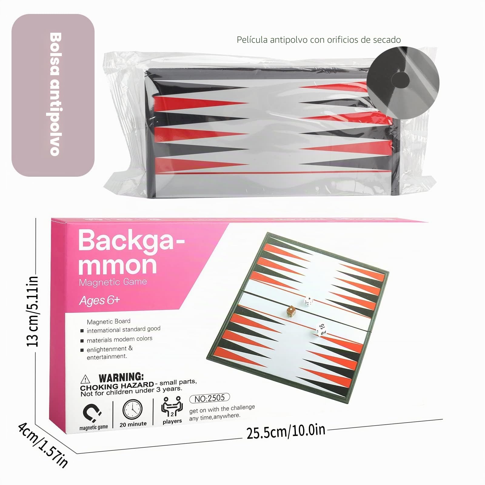 Andux Plegable Magnético Juego de Mesa de Backgammon Conjunto CXSLQ-01 (M) | Juego de mesa de viajes, para adultos y adolescentes, para ocio después de la escuela, para clubes e interacción en equipo