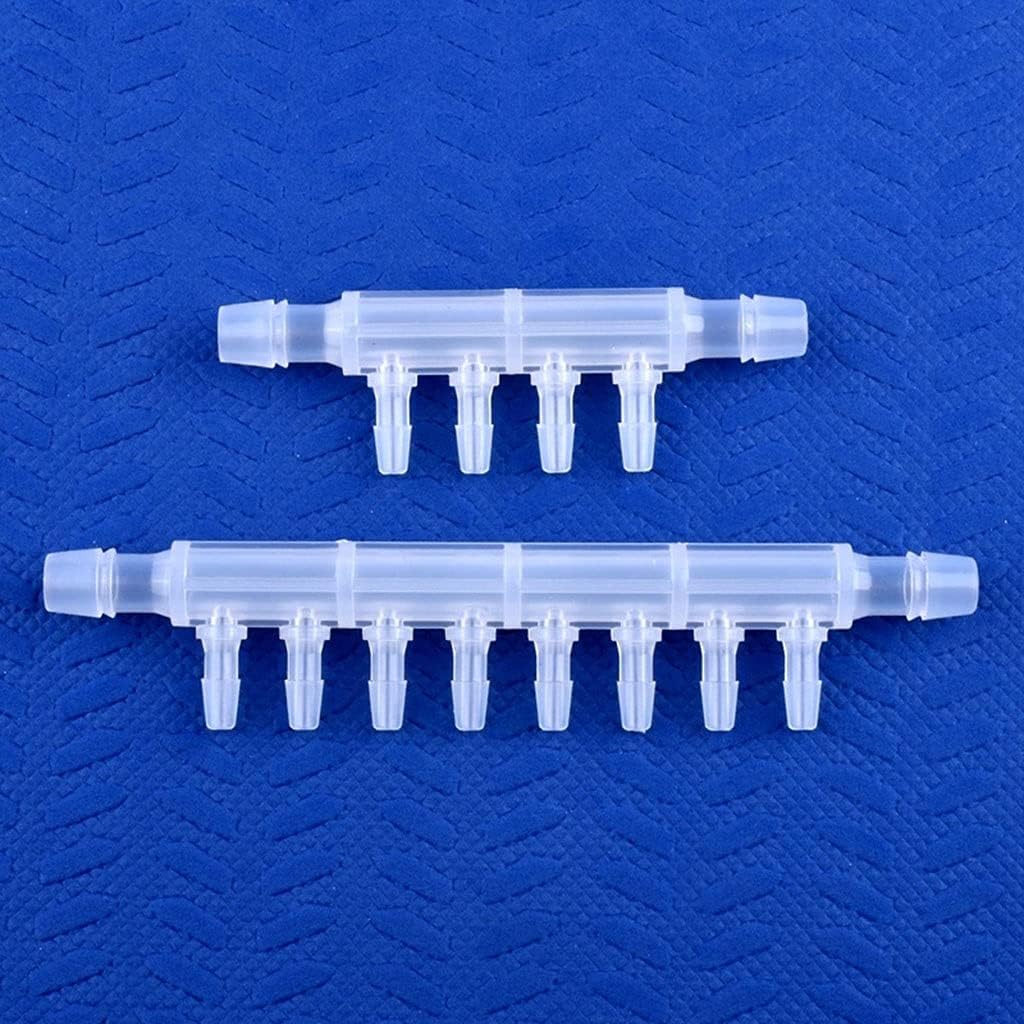 6-10 Ways Hose Connector - Food Grade PP Aquarium Tank Air Pump Liquid Gas Diverter for Garden Irrigation(50 Pieces 8-4mm Side 6-Ways)