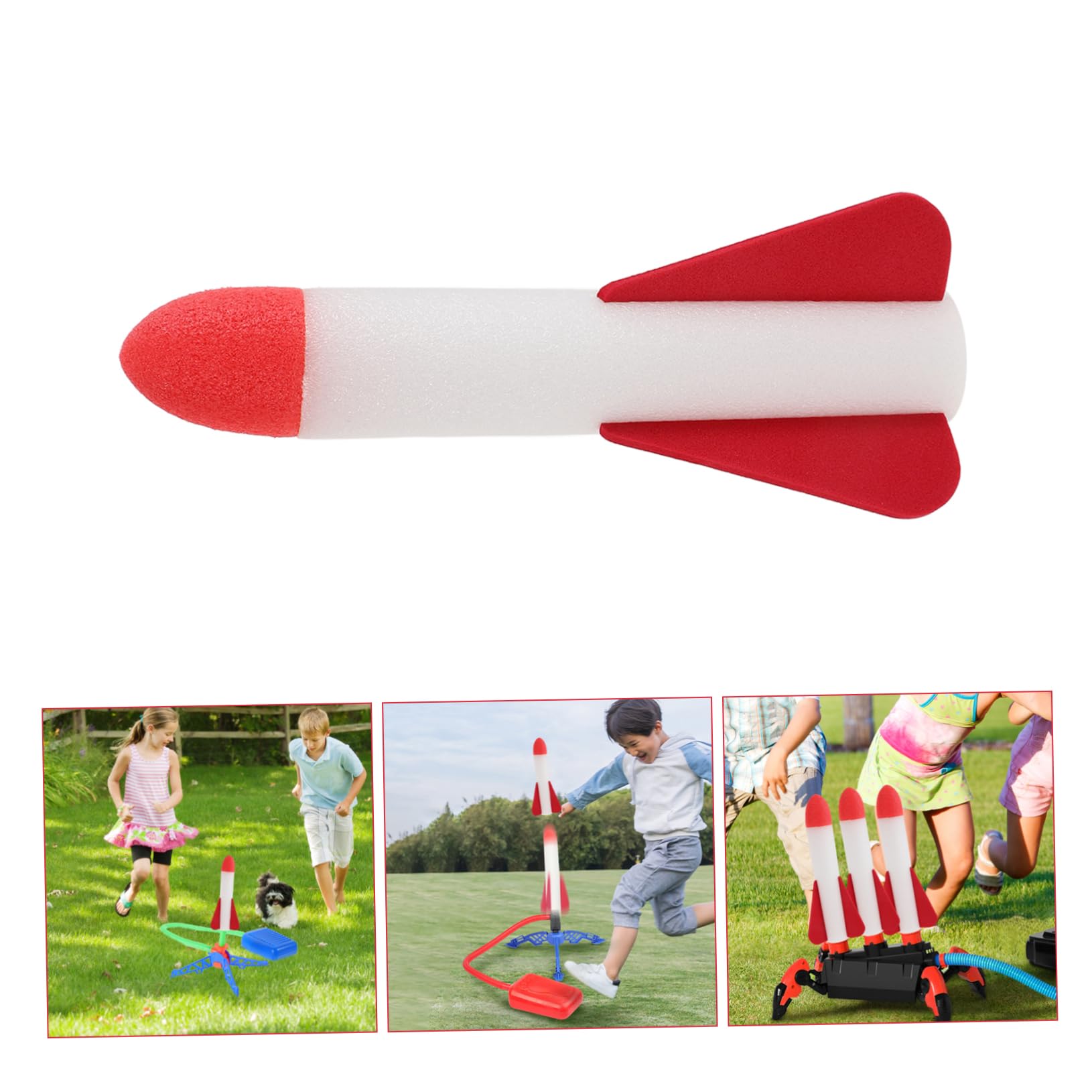 TOYANDONA Lance-Roquettes À Pédale avec 6 Fusées en Mousse Lumineuses Jouet De Plein Air Mixte pour Enfants Fêtes Foraines Et Anniversaires