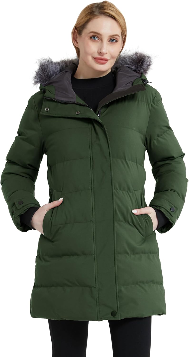 Wantdo Women's Long Quilted Winter Coat Thicken Puffer Jacket with Faux Fur Hood - Image 3