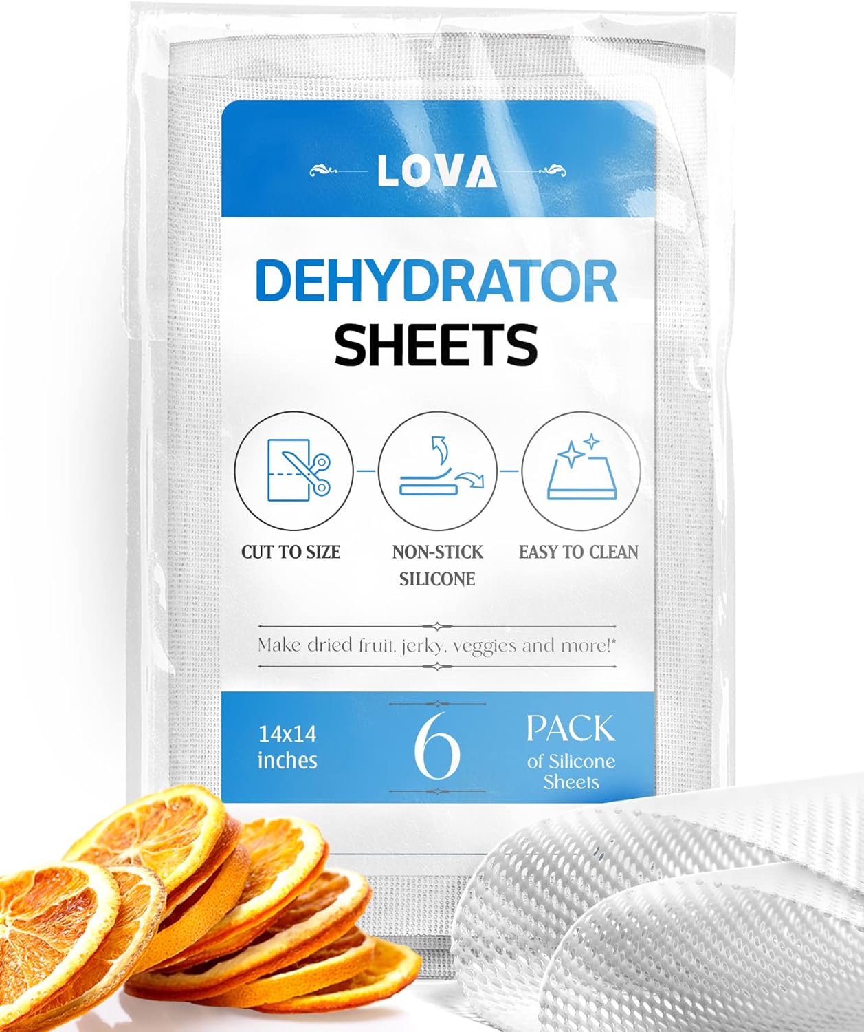 Dehydrator Sheets (6 Pack, Silicone) Jerky, Fruit Food Dehydrator