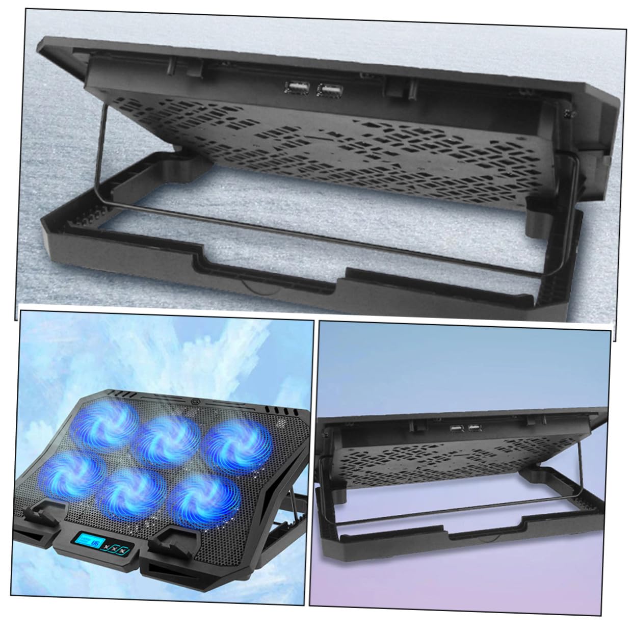 DOITOOL Laptop Holder with Quiet Cooling Fans Adjustable Height Laptop Stand Portable Pc Cooler for Work Study Travel