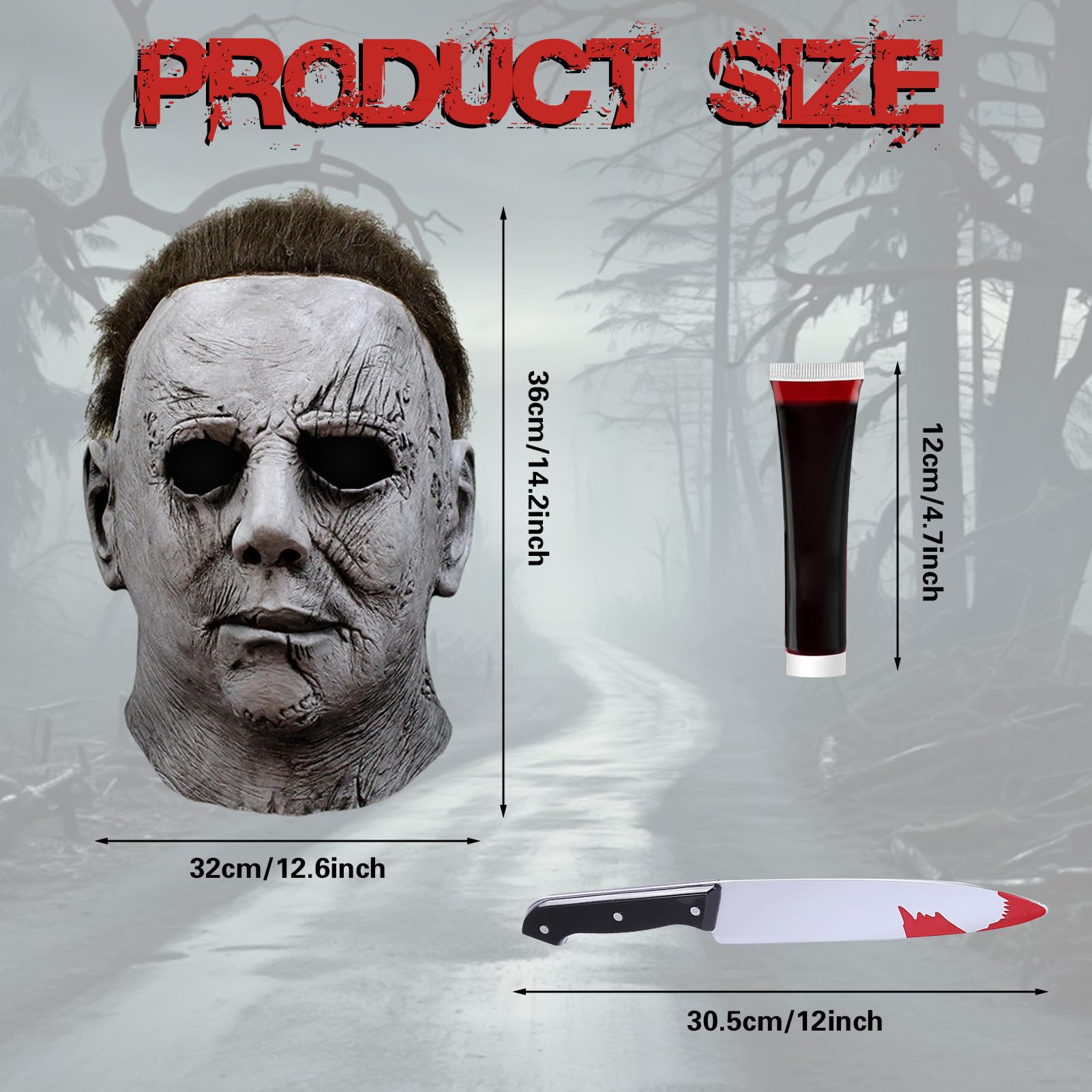 HarnyLoom Michael Mask for Adults Halloween Mask Scary Latex Masks with Keychain for Horror Halloween Costume Party Cosplay (Style 4) - Image 2