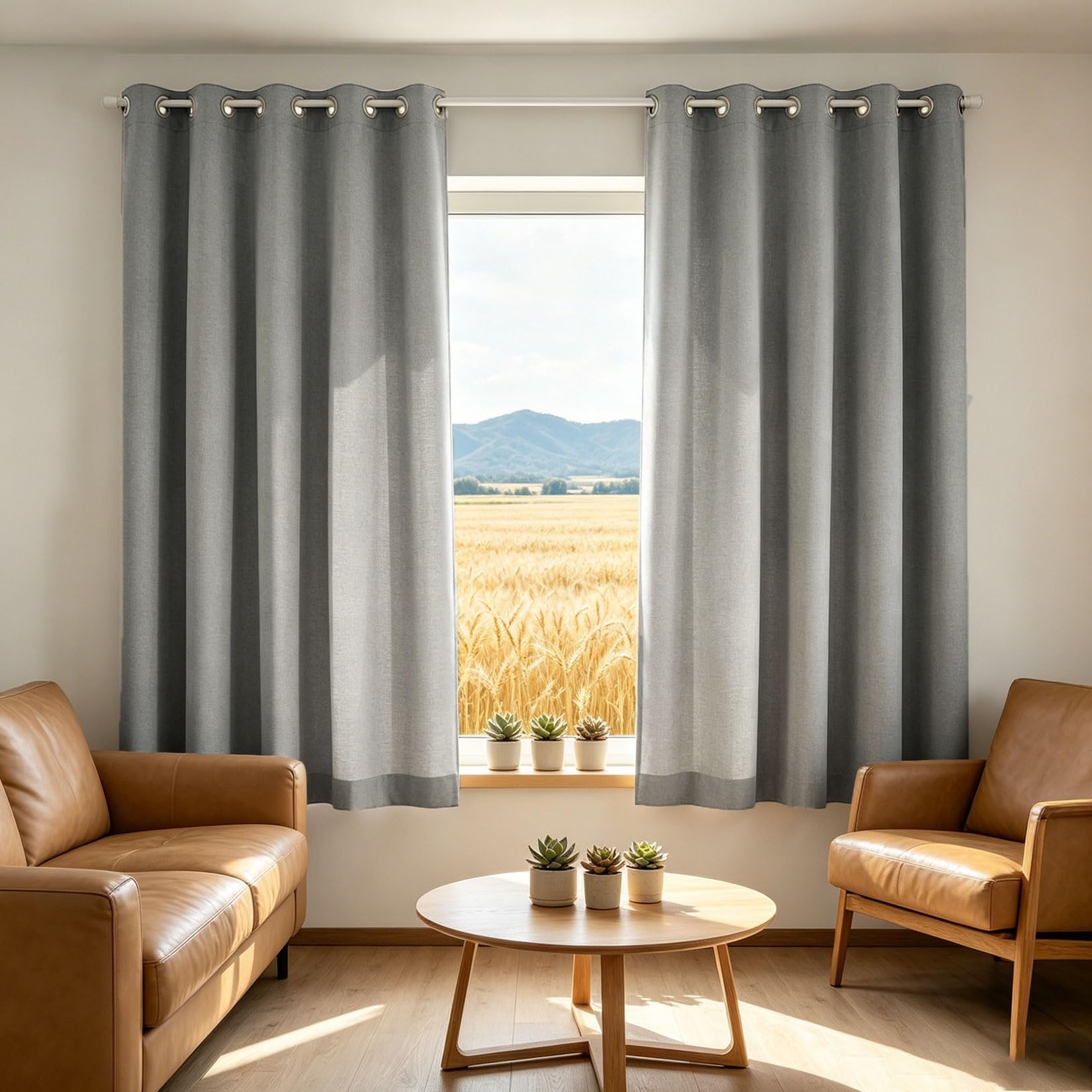 Liujyuan Light Grey Blackout Curtains 85 X 160 Cm With Eyelet, Windproof, Room Darkening Door Curtain For Bedroom Insulated Soundproof For Balcony, Kithcen Window,