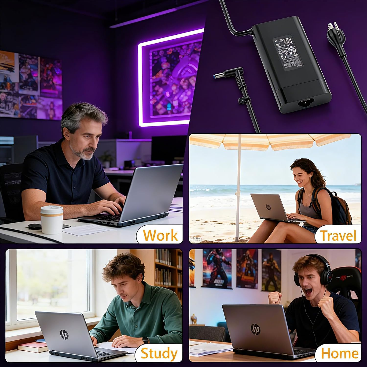 150W Power Charger for HP Spectre Pavilion Victus Envy Gaming AC Adapter | Fit for HP OMEN 15 17,Pavilion 15 17, ZBook Studio G3-G9, ADP-150XB B 917649-850 TPN-DA09, Fast Charging Power Supply Cord