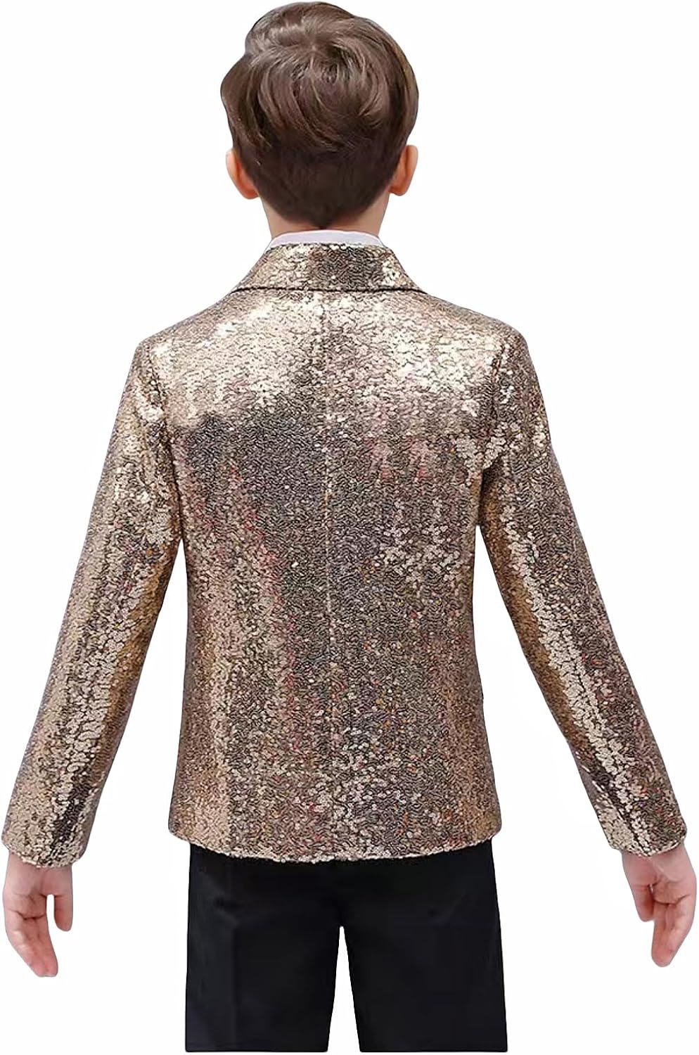 Boys' Suit Metallic Jacket Blazer Sequin Suits Toddler Kids Youth Blazer & Sport Coat with Pocket Square Party Prom
