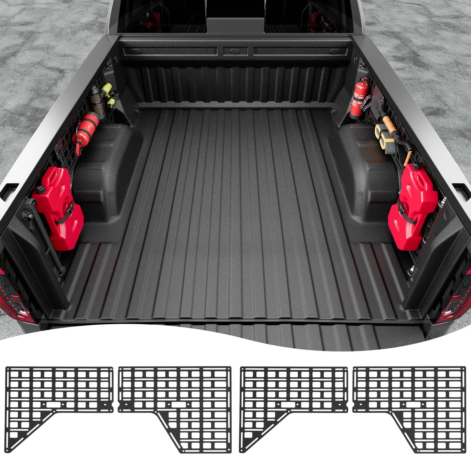 5.8FT Side Bed Molle Panel Compatible with 19-25 Silverado GMC Sierra Truck Panel System Replacement for 2019-2025 Chevy Silverado Accessories(Side Bed Molle Panel)