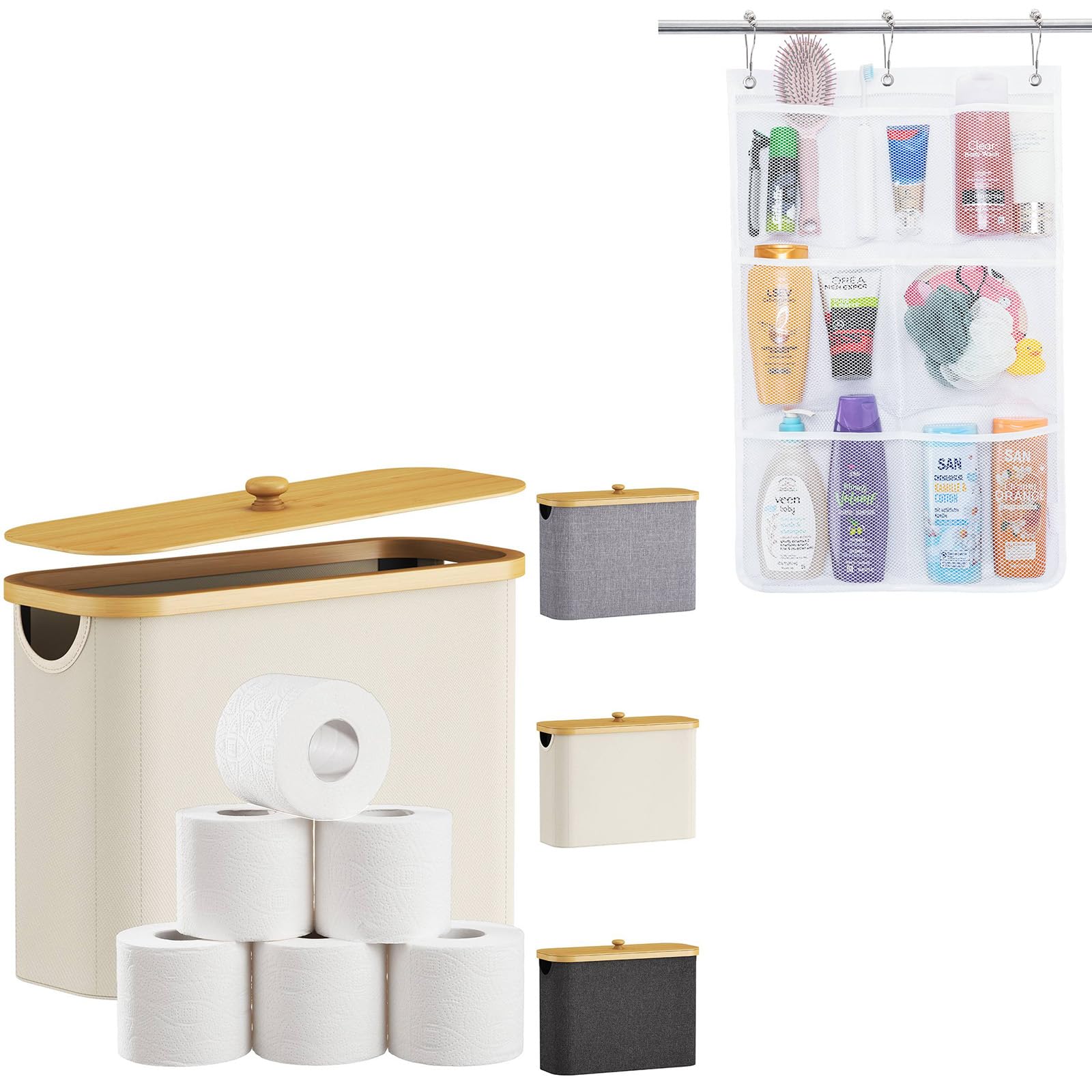 Lifewit 23L Toilet Paper Basket 1 Packs Mesh Shower Caddy for Bathroom Storage Including Shampoo Soap Razor Toothbrush