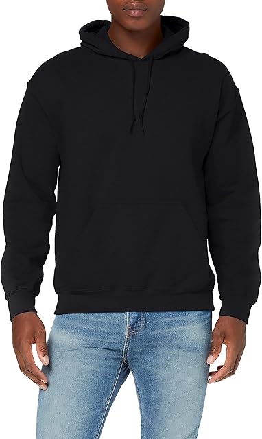 GILDAN Men's Heavyweight Hooded Sweatshirt Hoodie, Black, M UK