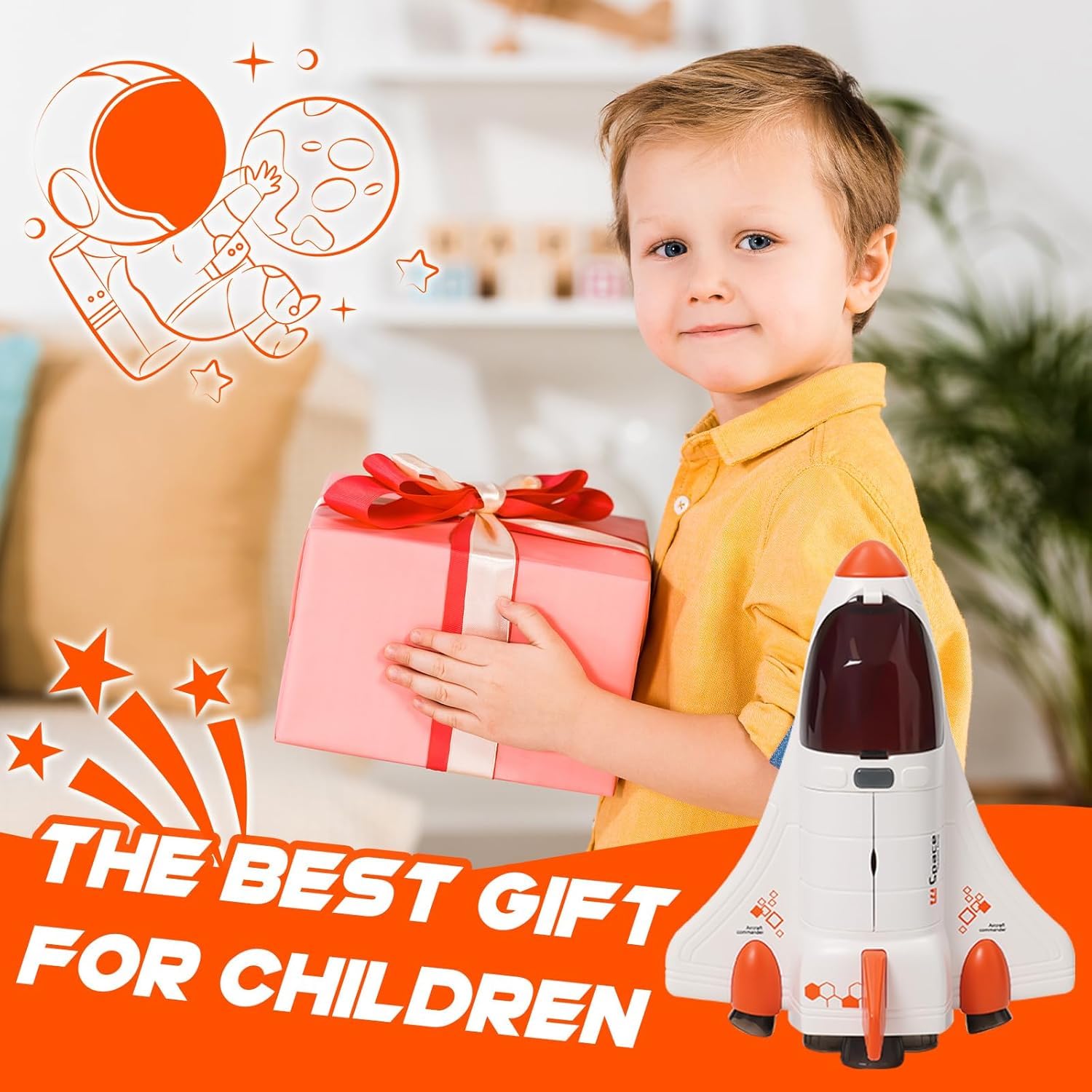 Giocattolo Razzo Spaziale,Astronave Spaziale,Set Giocattolo Sistema Solare con Razzo Spaziale con Spruzzatore,Luci E Musica Per Bambini,Scienza,Istruzione