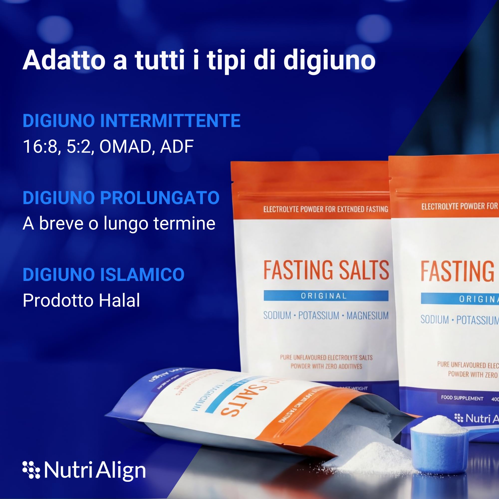 Nutri-Align Sali Elettrolitici Digiuno in Polvere | 400 g Elettroliti di Sodio, Potassio e Magnesio | Elettroliti Puri e non Aromatizzati | Senza Zucchero e Senza Riempitivi | Prodotto nel Regno Unito