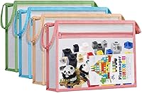 Vista 8 de Paquete de 15 bolsas de malla con cremallera, almacenamiento de bloques de construcción de rompecabezas de doble capa, bolsas de bloques de nailon