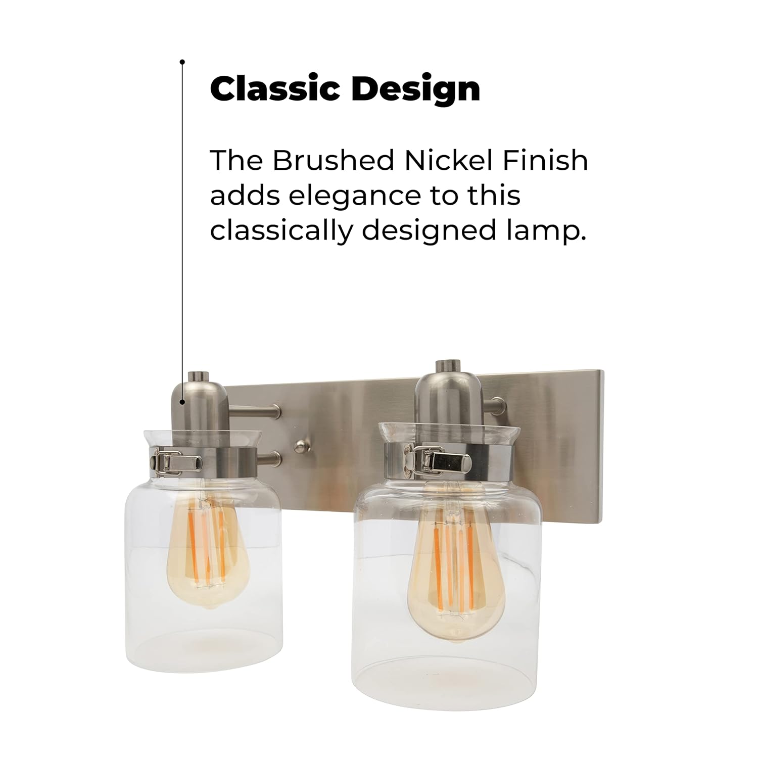 Wood Grip Bathroom Vanity Light Fixture - Bath Interior Lighting (Brushed Nickel, 2 - Lights)