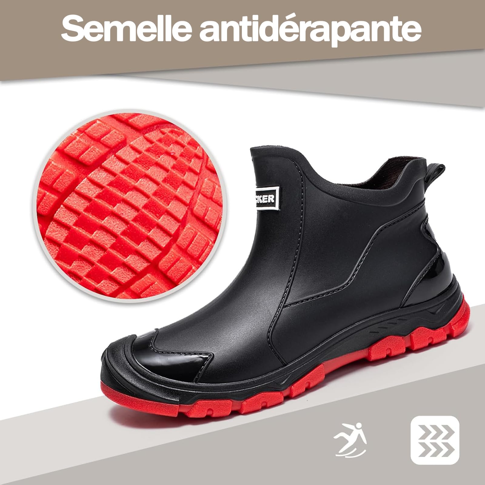 Bottes Caoutchouc Homme Bottes de Pluie Femme ImperméAbles à l'eau AntidéRapantes Chaussures de Travail Homme Bottes Jardin Élégant et Confortable LumièRe Doux 38-46EU