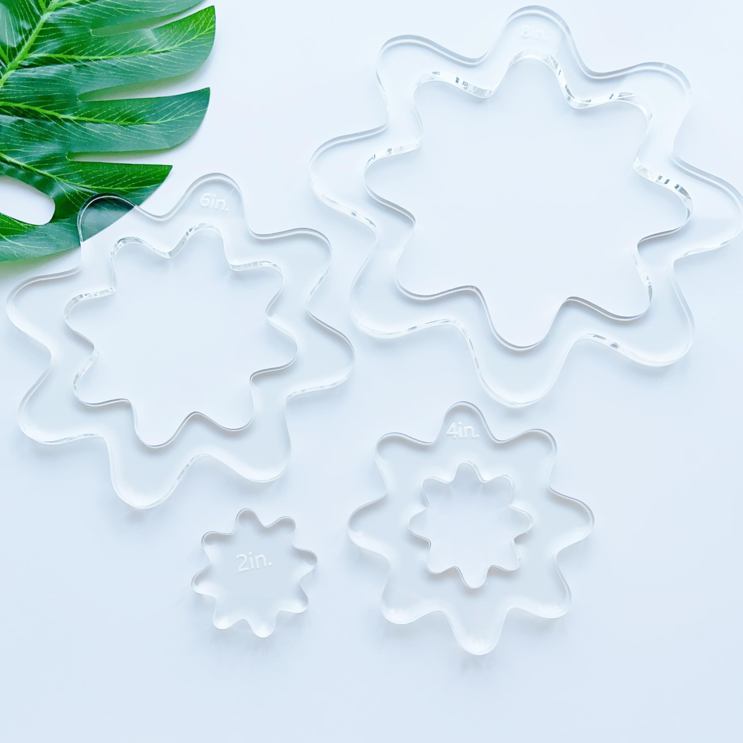 Plantillas de bordado y acolchado de margaritas anidadas, juego de 4 piezas (2, 4, 6, 8 pulgadas), acrílico transparente, 1/4 pulgadas de grosor