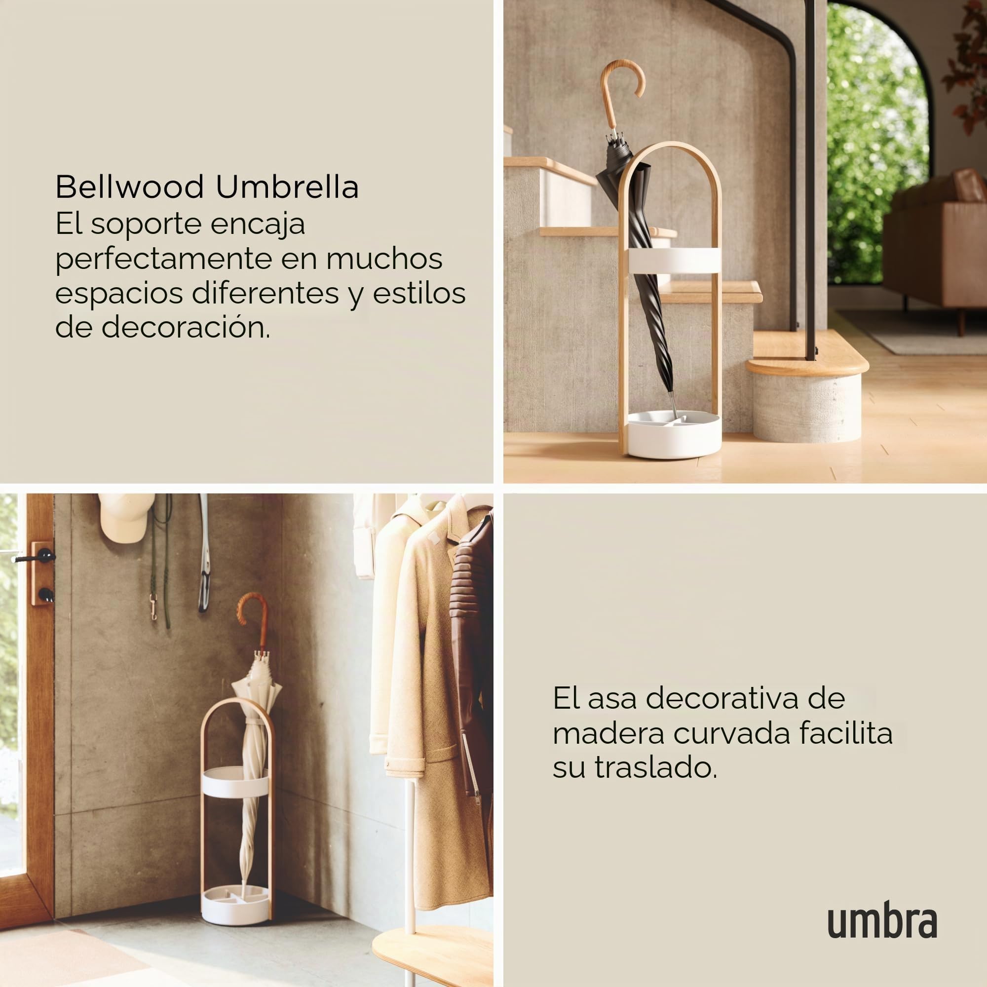 Umbra Bellwood Portaparaguas Acero Blanco Natural