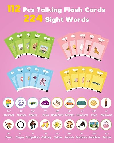 Miniatura 8 de bravokids Tablero de dibujo educativo para niños de 8.5 pulgadas, tarjetas didácticas parlantes con 112 tarjetas de doble cara para niños y niñas de