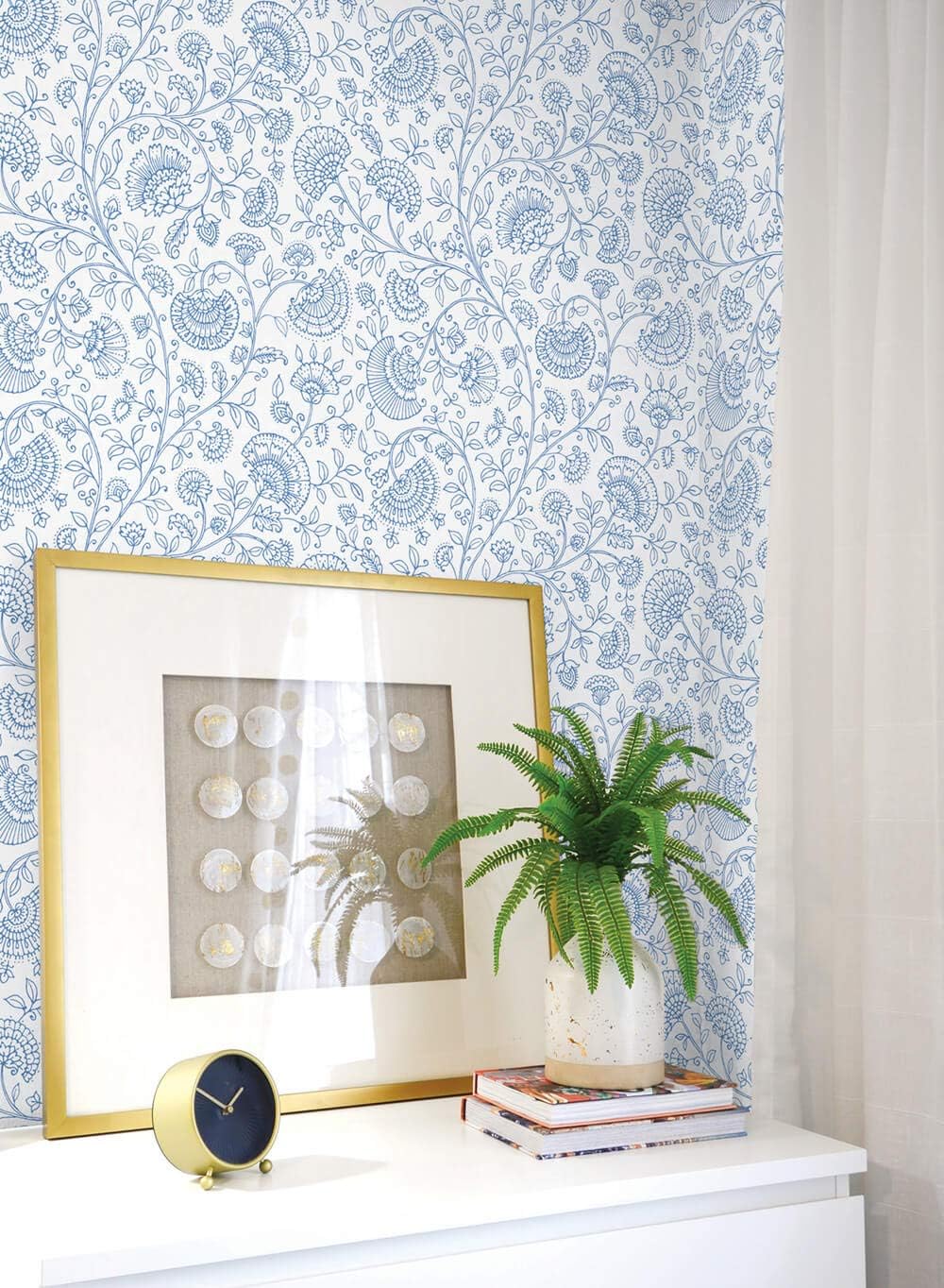 NextWall Paisley Trail Peel and Stick Wallpaper (Blue Bell)