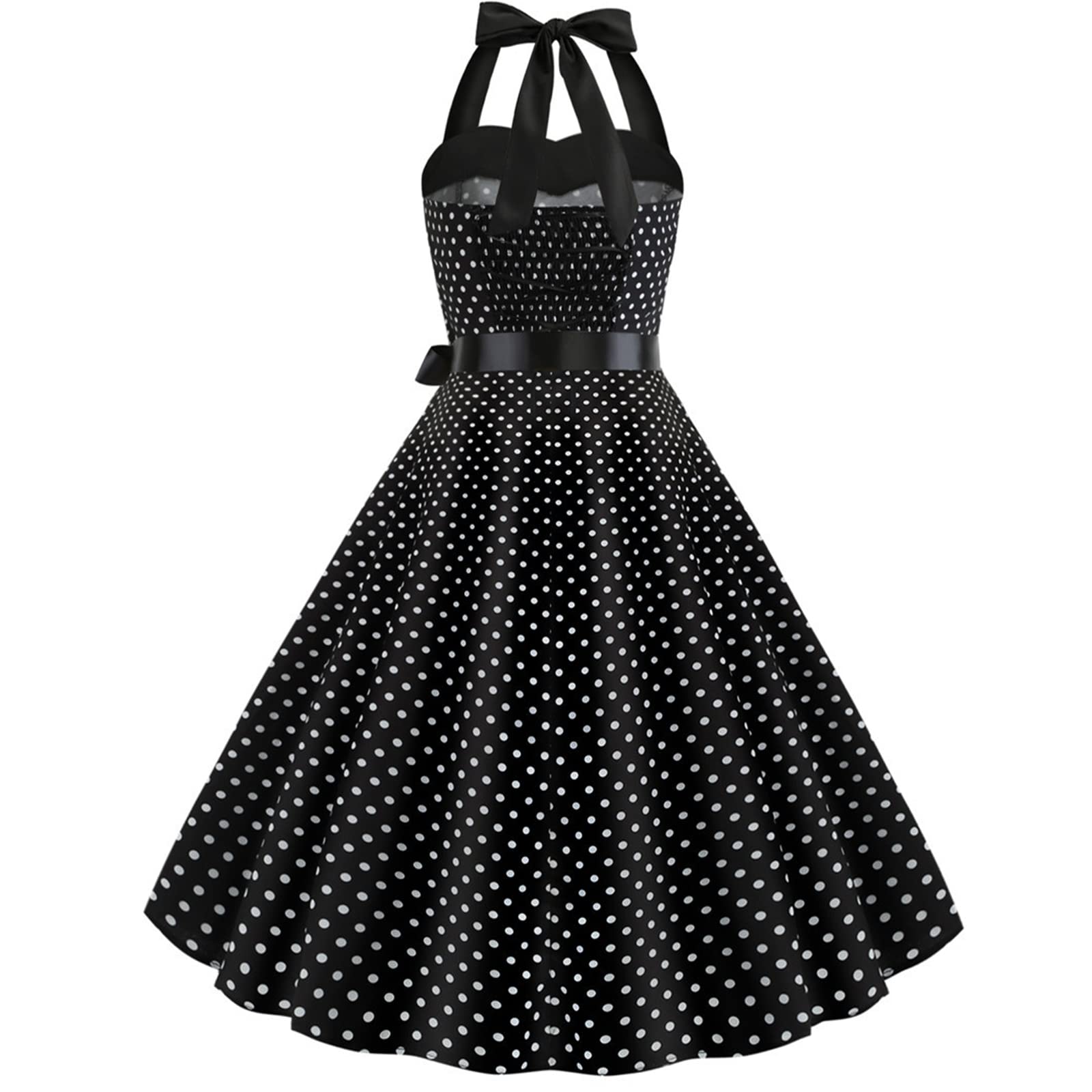 Abito vintage anni '50 da donna retrò Rockabilly Pin Up elegante Abiti senza maniche a schiena scoperta, scollo a cuore Polka Dot Trapezio Matrimonio Cocktail Serata Festa Cerimonia Casual al