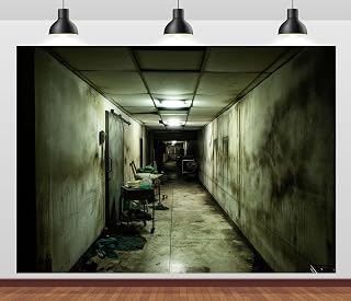 CORFOTO 10x6.5ft Abandoned Hospital Background Dark Psychiatric Hospital Corridor Halloween Haunted Asylum Photography Background Halloween Party Decorations Portraits Photo