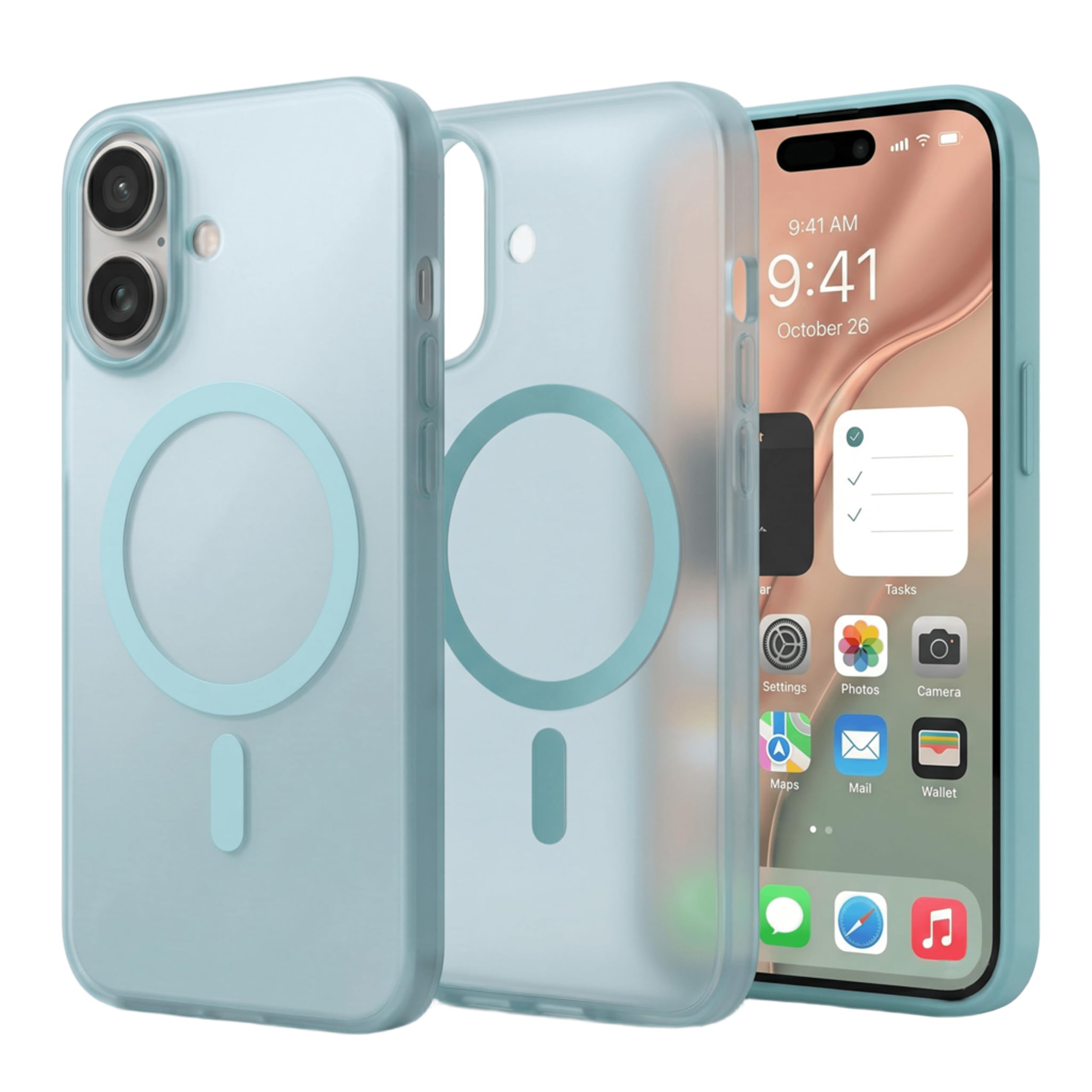 amazon basics Luxury Paper Thin Case Cover for iPhone 17 | Matte Finish | Compatible with magsafe | (Light Blue, iPhone 17)-image-36