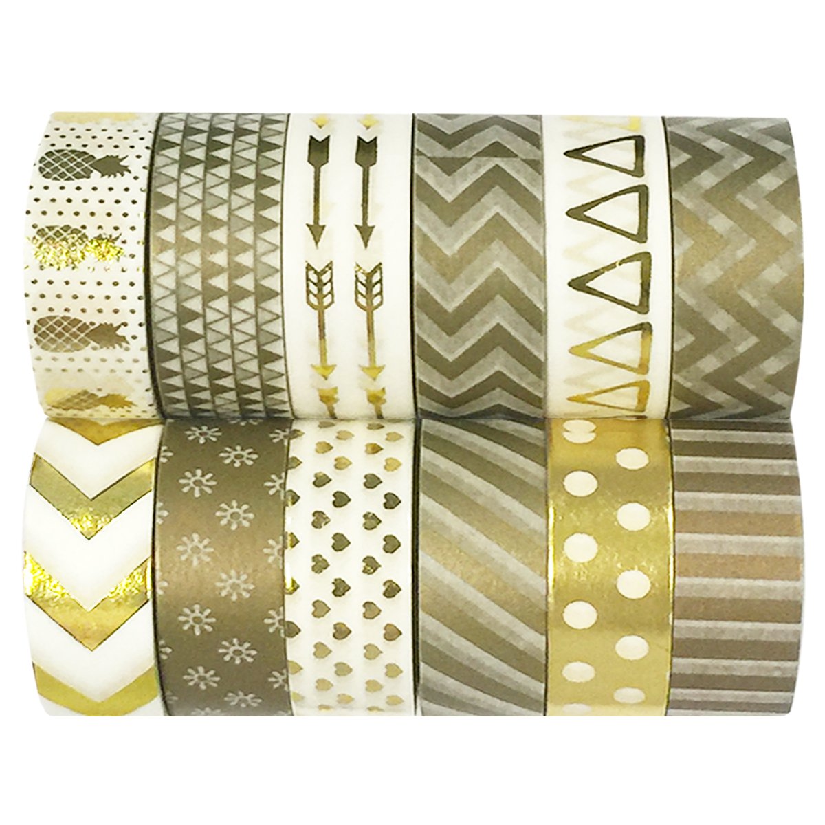 AllyDrew Glitz n Glam Gold & Gold Foil Washi Tapes Decorative Masking Tapes (ADSET23), Set of 12