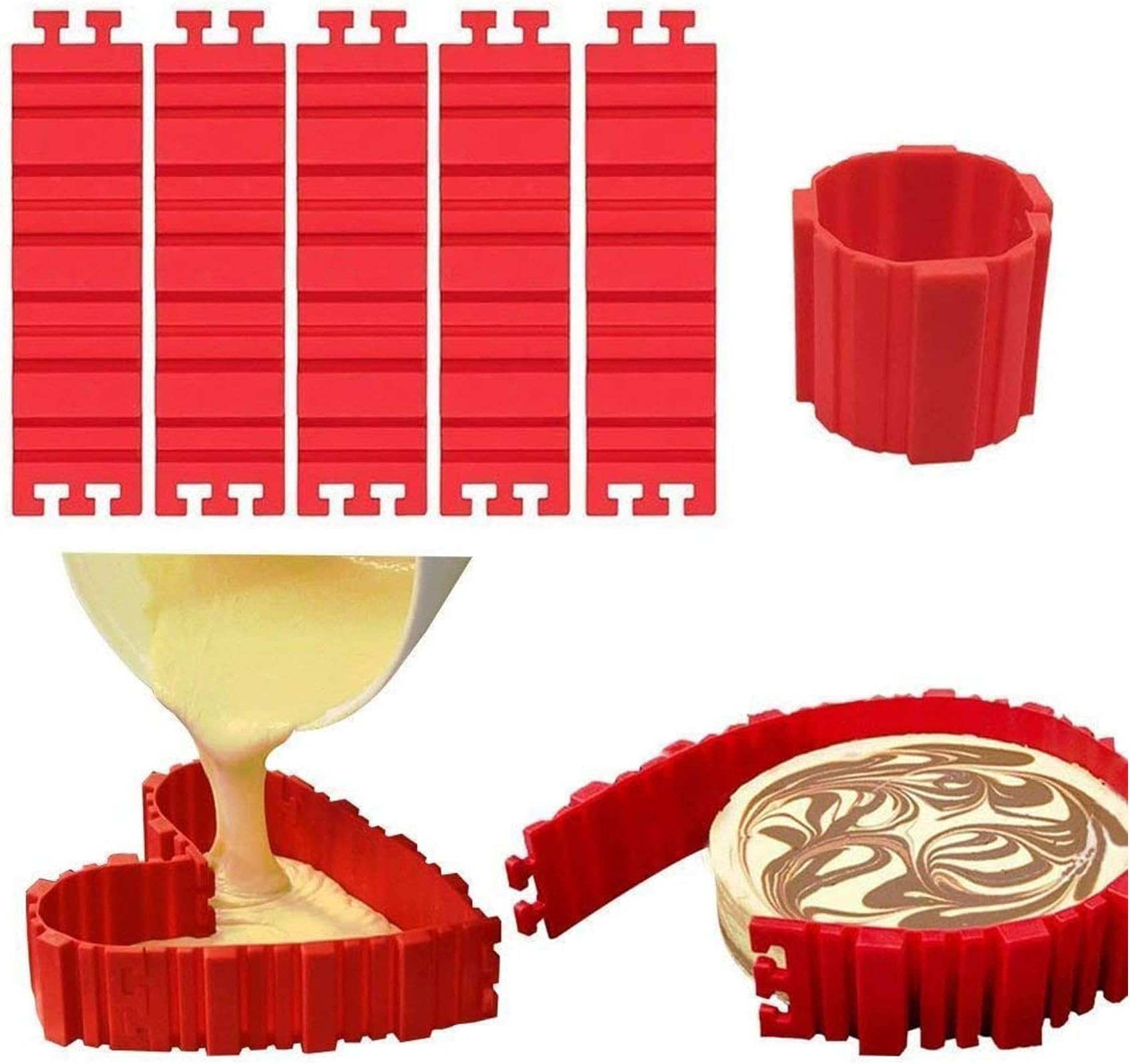 Woohome 5 PCS Silicone Cake Mold, Cake Pan Snake DIY Baking Bake Tools - Design Your Cakes Any Shape