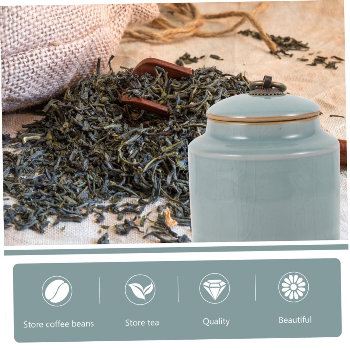 Barattoli Ceramica 2 Pezzi, Contenitori Ceramici Sigillati per Tè | Grande Capienza, Copertura Chiusa, Facile Pulire e Riporre, per Casa e Supermercati