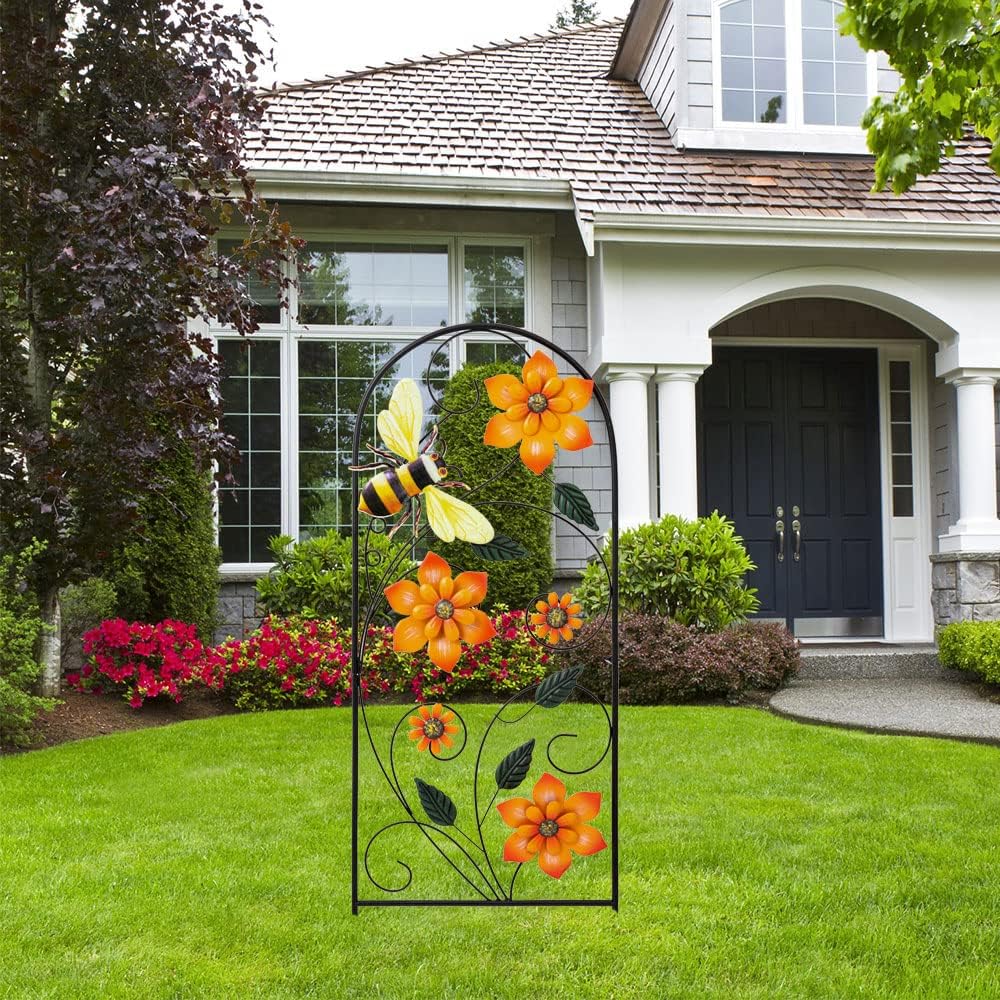 MEETYAMOR 34 Inch Decorative Garden Stakes, Outdoor Garden Decor Metal Flowers Bee Fall Gardening Decor Art Yard Signs, Outdoor Decorations for Patio Outside Yard Lawn : Patio, Lawn & Garden