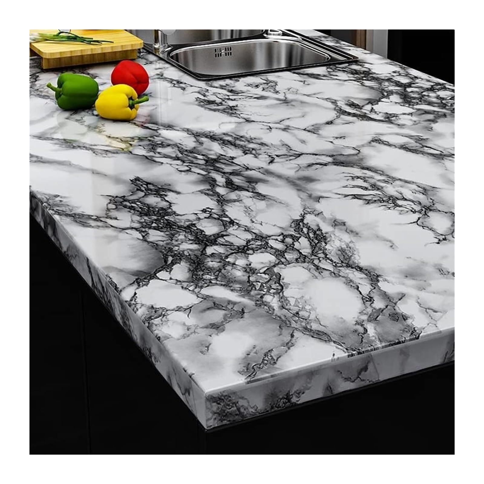 Marble Contact Paper 55cm Marble Self-Adhesive Wallpaper Kitchen Cabinet Stove Countertop Contact Paper PVC Waterproof Renovation Tile Wall Stickers(Color7,40cm x 500cm)