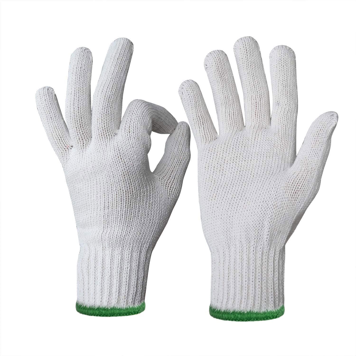 Evridwear Cotton Polyester String Knit Shell Safety Protection Work Gloves for Painter Mechanic Industrial Warehouse Gardening Construction Men & Women 12 Pairs, no Dots, XLarge Size - Image 4