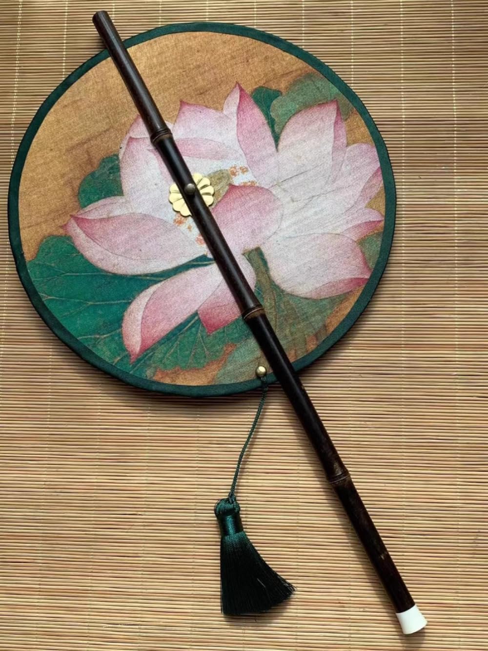 35cm Portable Waist Fan Foldable Purple Bamboo Summer Fan