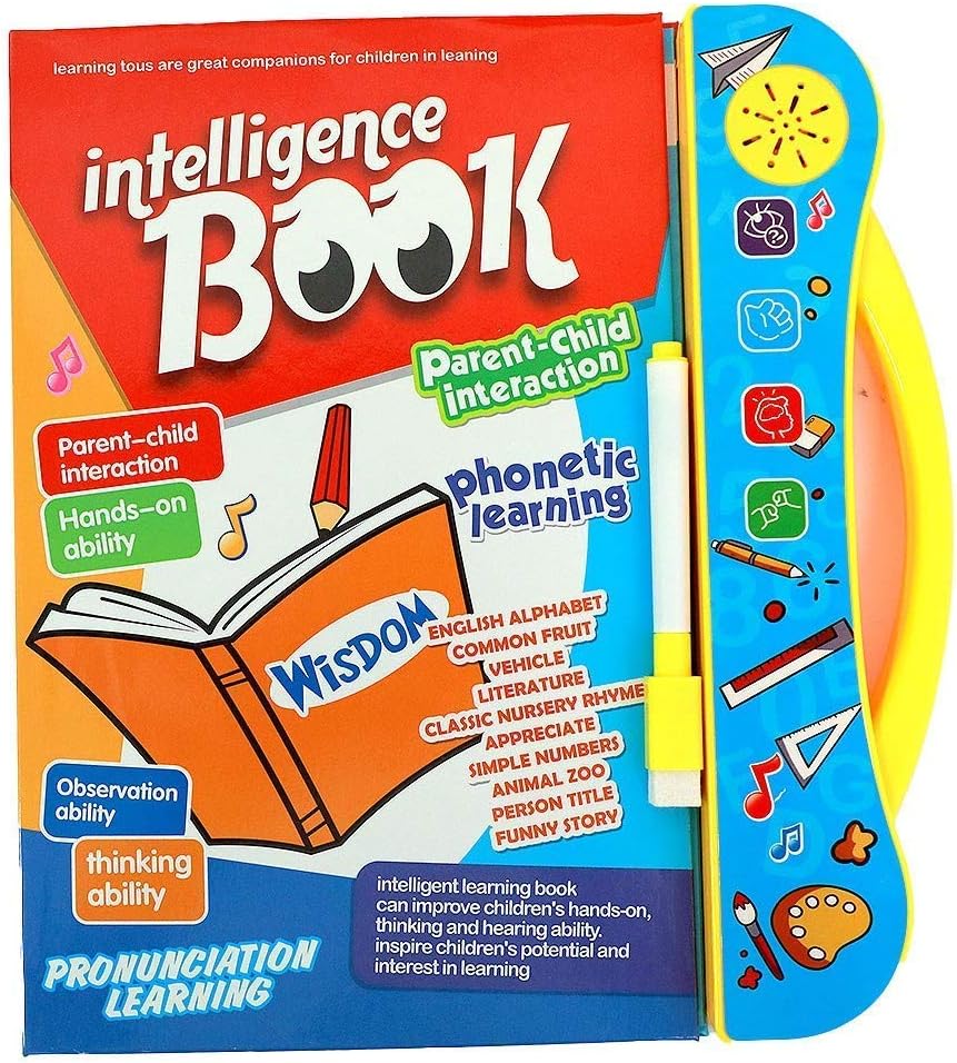 PLUSPOINT Intelligence Book Learn English Letters & Words Learning Sound Book, Fun Educational Toys. Activities with Numbers, Shapes, Animals Phonetic Learning for Toddlers