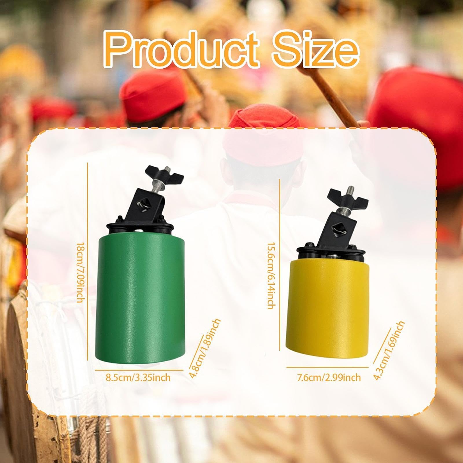 Garende Hand Percussion Cowbell Music Cowbell Educational Lightweight Metal Vibrating Sound for Birthday Gift, Practice, Yellow
