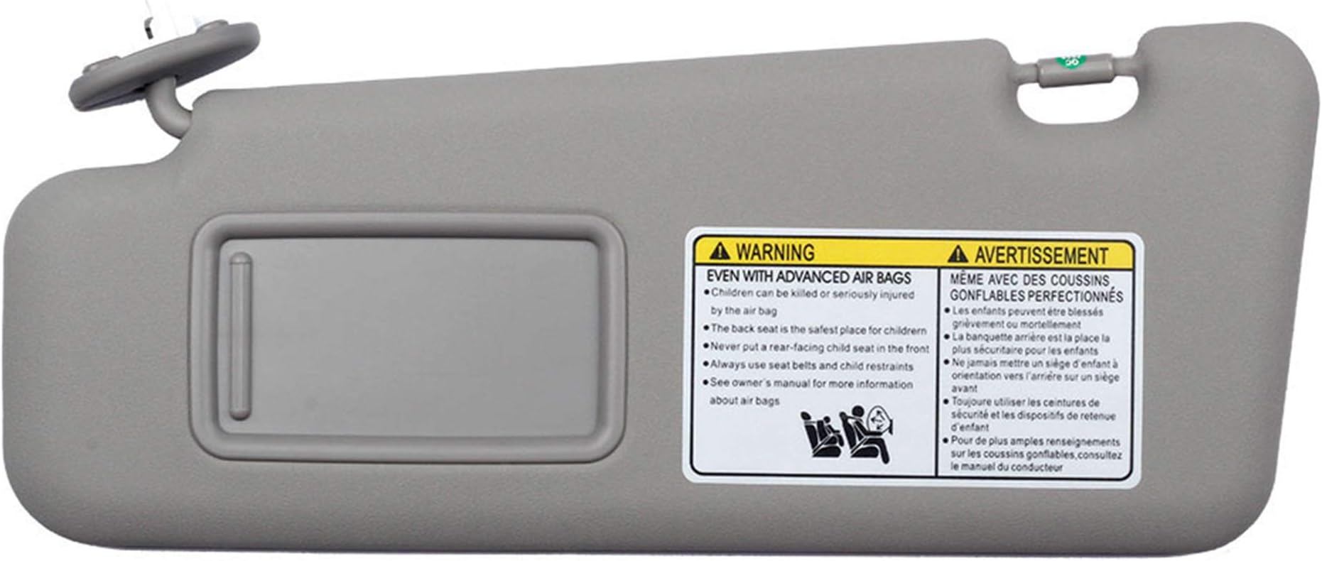 Dasbecan Left Driver Side Gray Sun Visor with Light Fit for Toyota Highlander 2008-2013 74320-48500-B0
