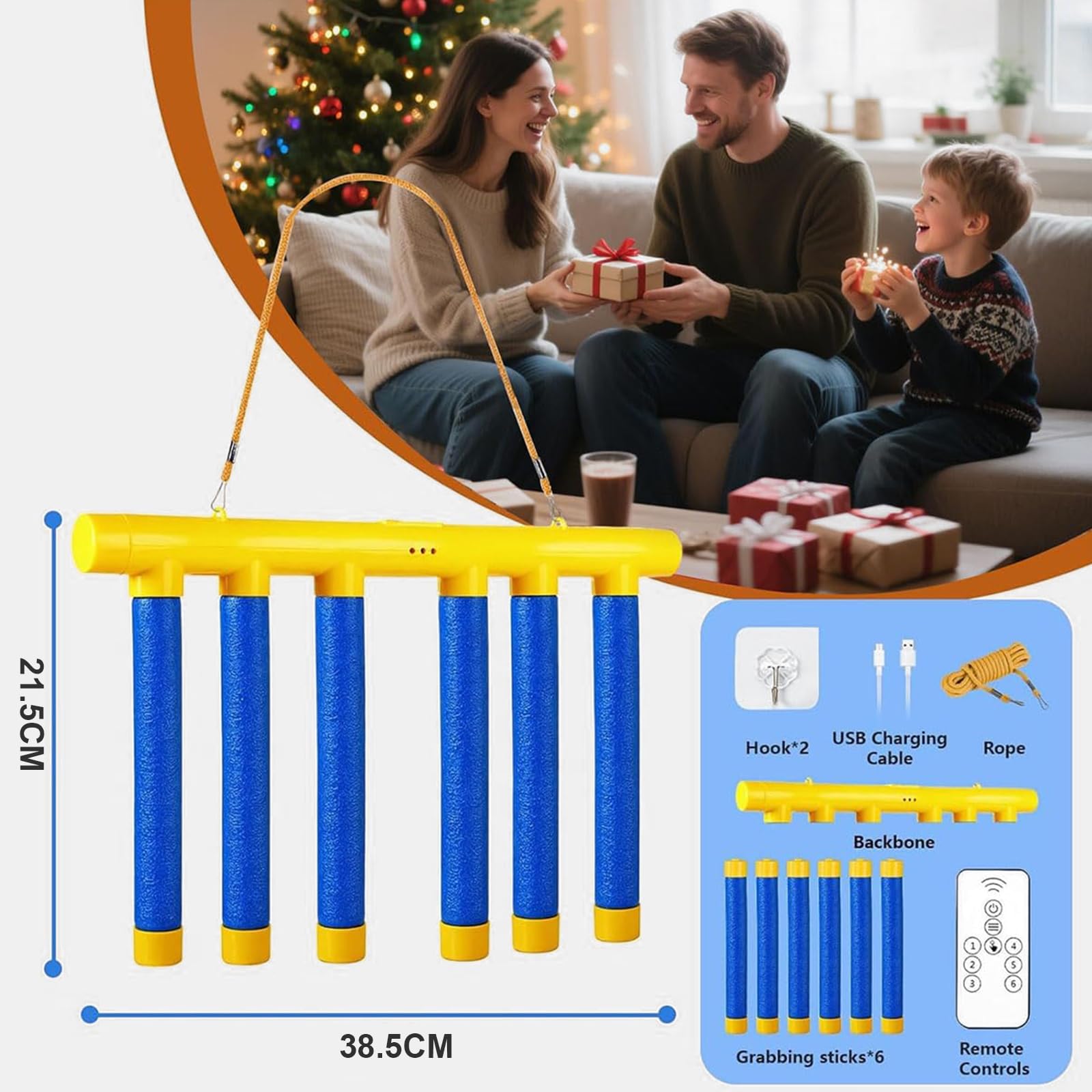 Gioco di Reazione Bastoncini da Afferrare, Giocattolo Coordinazione Occhio-Mano con Telecomando, 3 velocità Regolabili Sfida di velocità per Bambini Famiglia Festa Indoor Outdoor