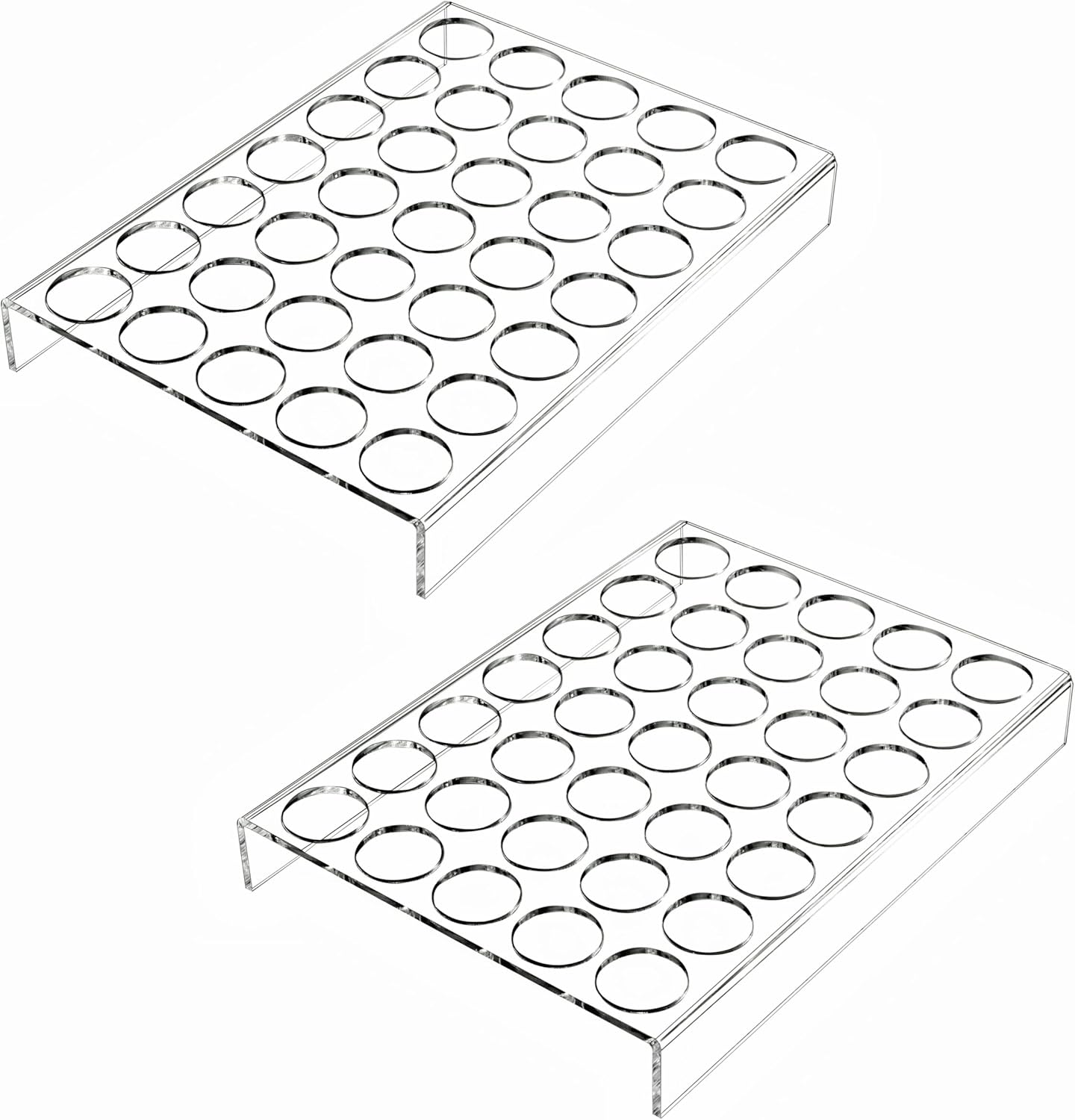 IEEK 2 Pack of 24 Slots Flat Countertop Coffee Pod Holder,K Cup Drawer Holder Organizer for Office and Kitchen,Clear Acrylic K-Cup Organizer Tray,Compatible With KCup Pods