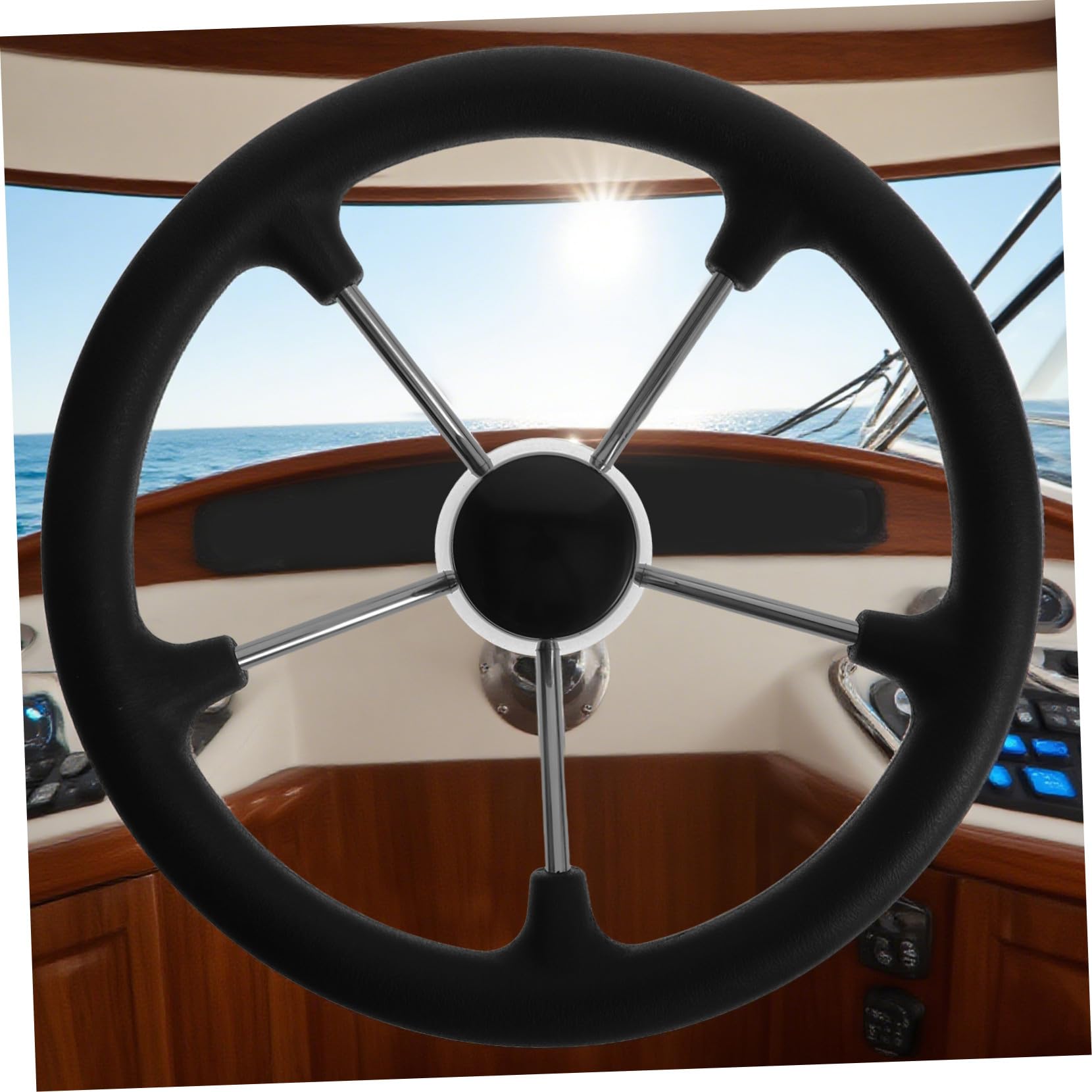 Mipcase Volante Per Barca in Acciaio Inossidabile Da Sostituzione Del Volante Marino Per Sistemi Di Sterzo Di Bass Boat e Yacht