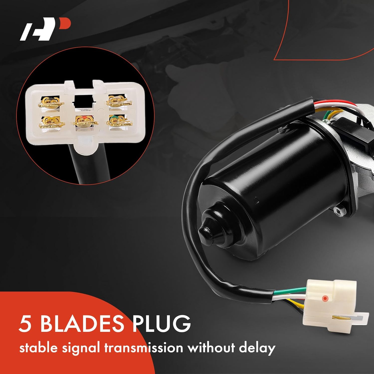 A-Premium Front Windshield Wiper Motor Compatible with Peterbilt 379, 384, 386, 388, 389, 5-Pin, Left Hand Drive