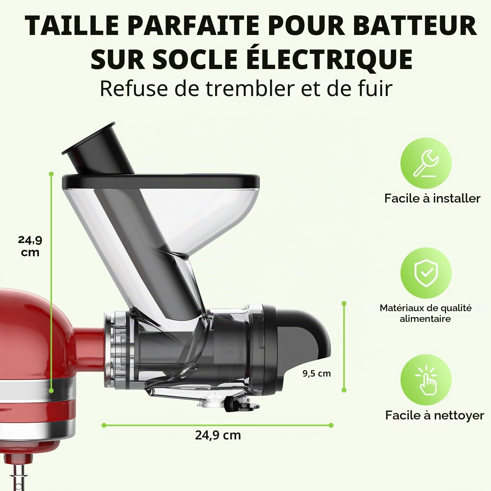 TPGSING Fixation pour presse-agrumes à mastication pour KitchenAid Mixer, séparation des résidus de jus, presse-agrumes pour KitchenAid, Attachement pour Kitchen Aid centrifugeuse lente avec putter
