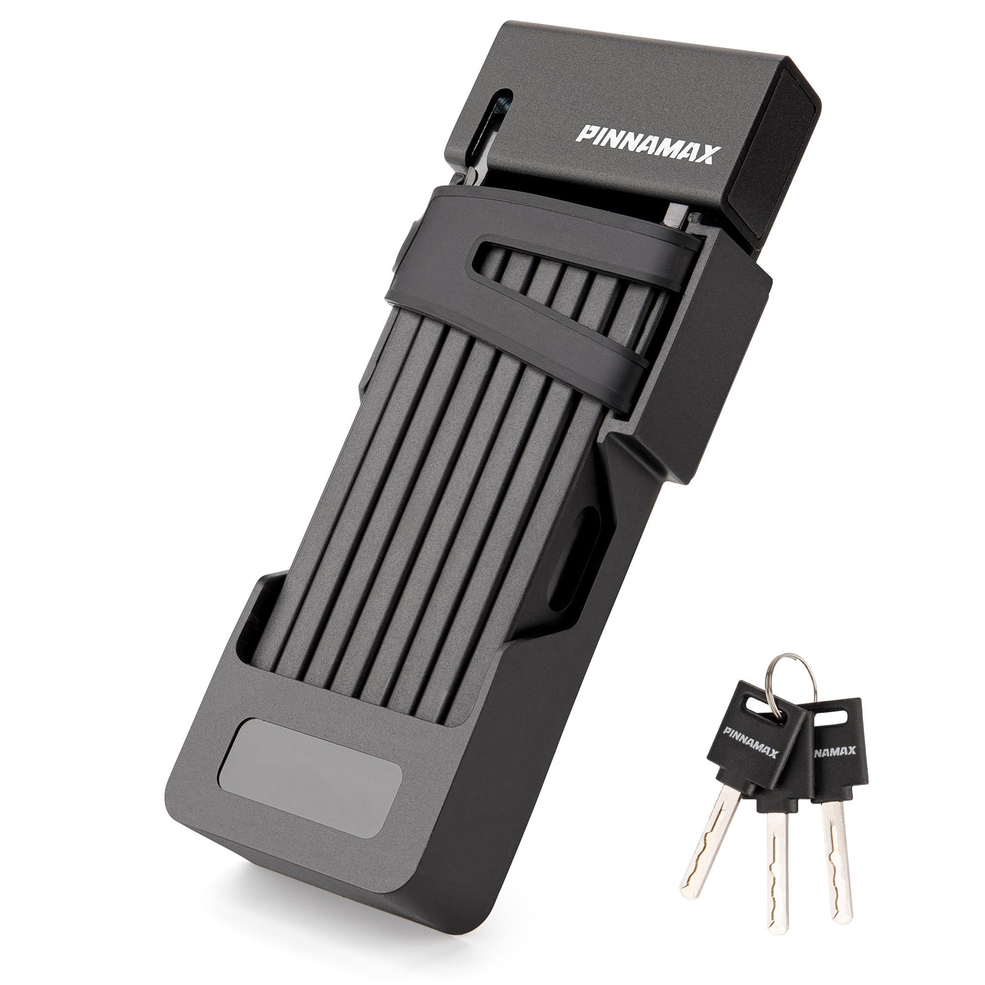 PINNAMAX Foldable Bike Lock - Compact Folding Bicycle Lock with 3 Keys - Frame Mount Anti-Theft Locks for E-Bike, Motorcycle, Scooter, Bicycle, Door, Gate