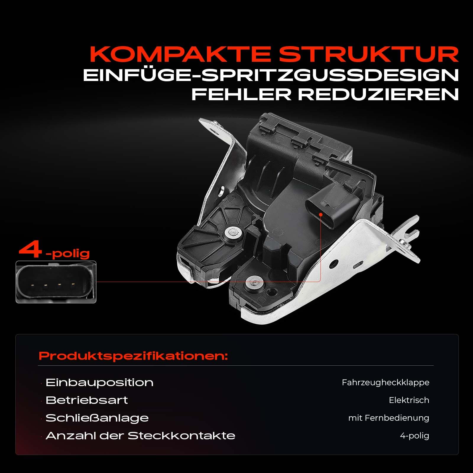 Produktbild von Frankberg Heckklappenschloss Für Mercedes C/E/GL/GLE/GLS-Klasse Uvm. (2007-2019) | 4-polig, 12V, Kompatibel Mit Originalnummer 2047400735