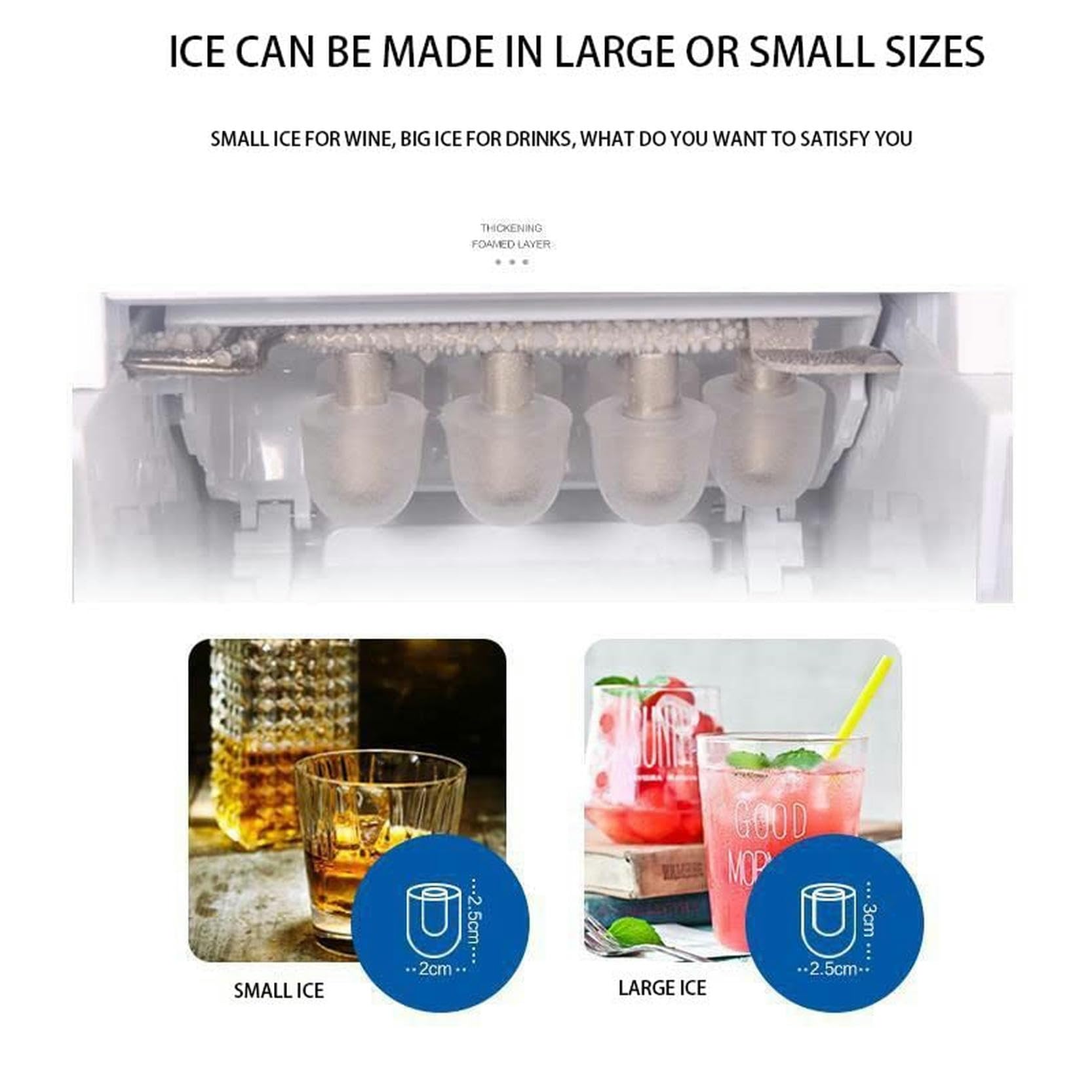 Máquina eléctrica de Hielo cilíndrica Tipo Bala para Uso doméstico, de sobremesa, para pequeñas Tiendas de té con Leche.