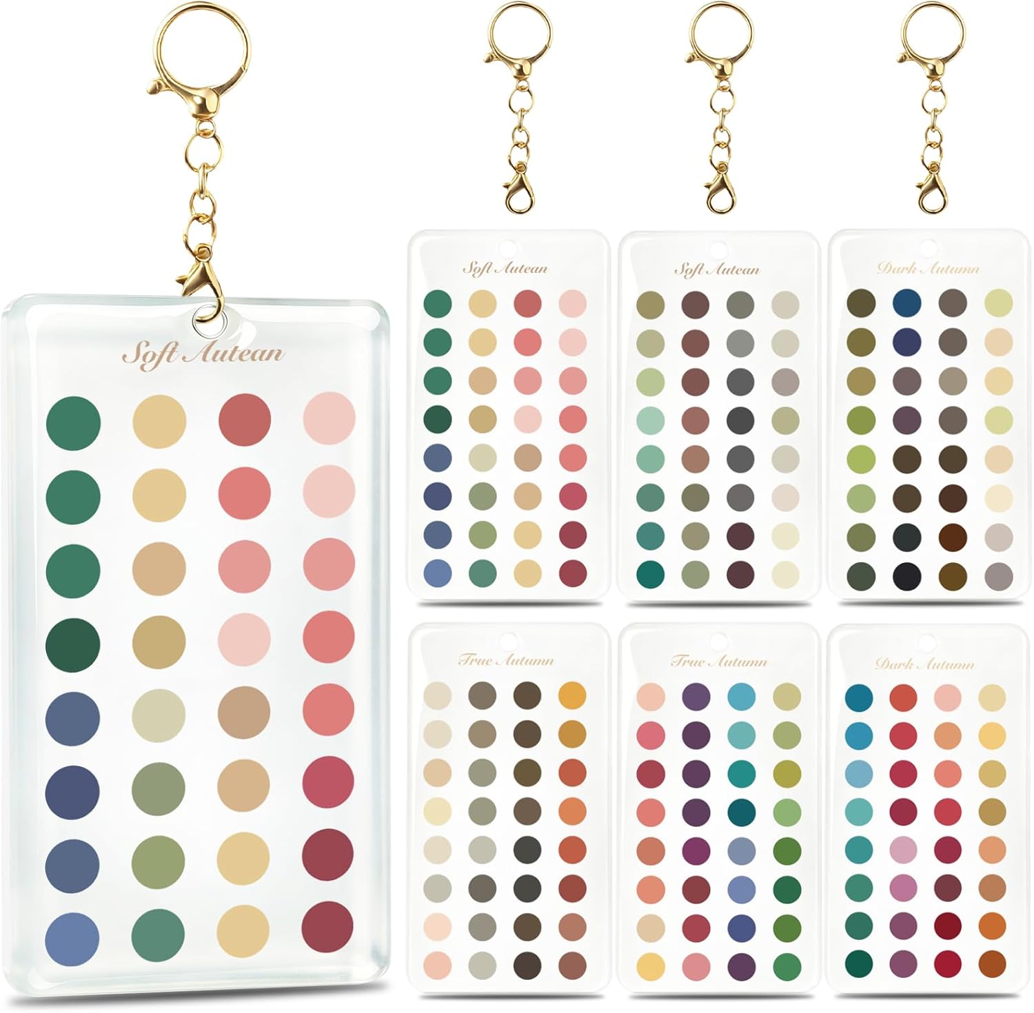 BORVIONE 6Pcs 12 Season Color Analysis Swatches Draping Kit | Acrylic-Coated Resin Clear Colors Palette Clothing Cards,Portable Color Matching Guide for Shopping,Outfits & Makeup
