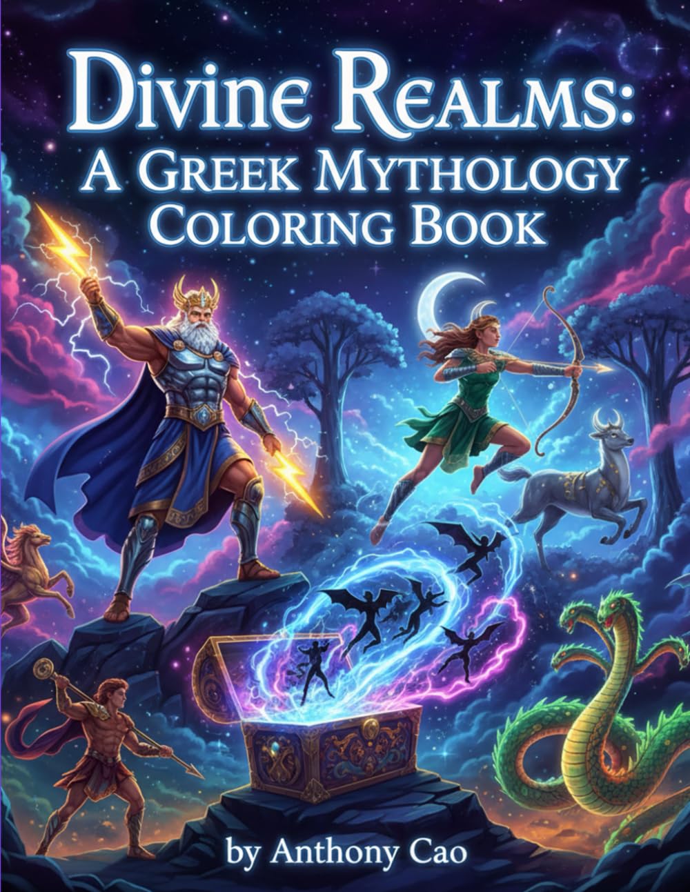 Divine Realms: A Greek Mythology Coloring Journey: Epic Gods, Legendary Heroes, and Mythical Creatures to Color
