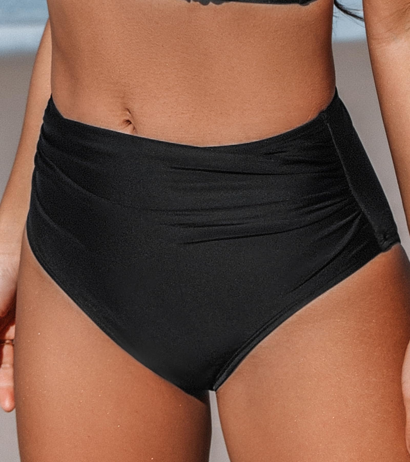 CUPSHE Damen Bikinihose High Waist Bauchweg Raffung Cheeky Badehose Bikini Slip