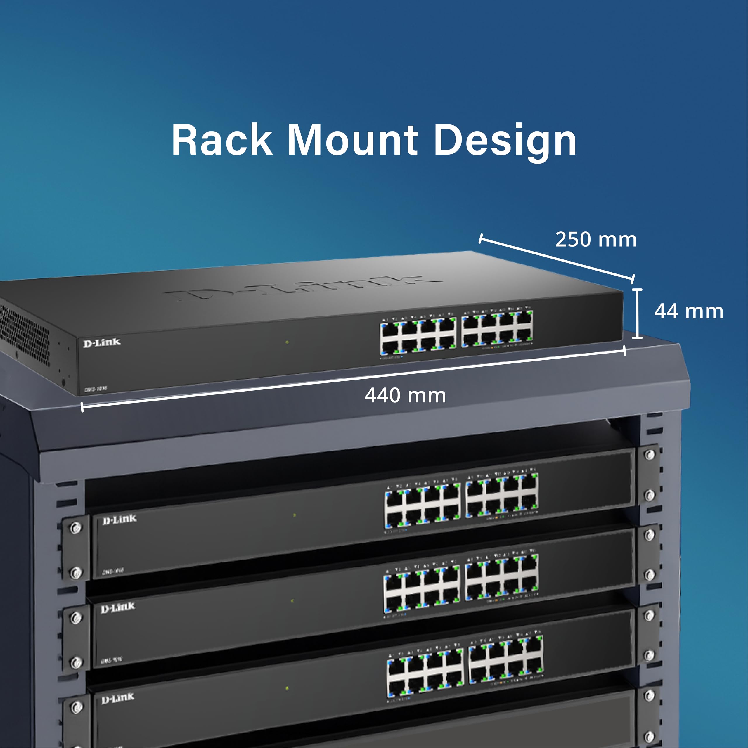D-Link DMS-1016 16-Port 2.5G Multi-Gigabit Unmanaged Ethernet Switch | Lüfterlos, Metallgehäuse, Plug & Play, energieeffizient | Ideal für SOHO, Wi-Fi 6 / Wi-Fi 7 & IPTV Netzwerke
