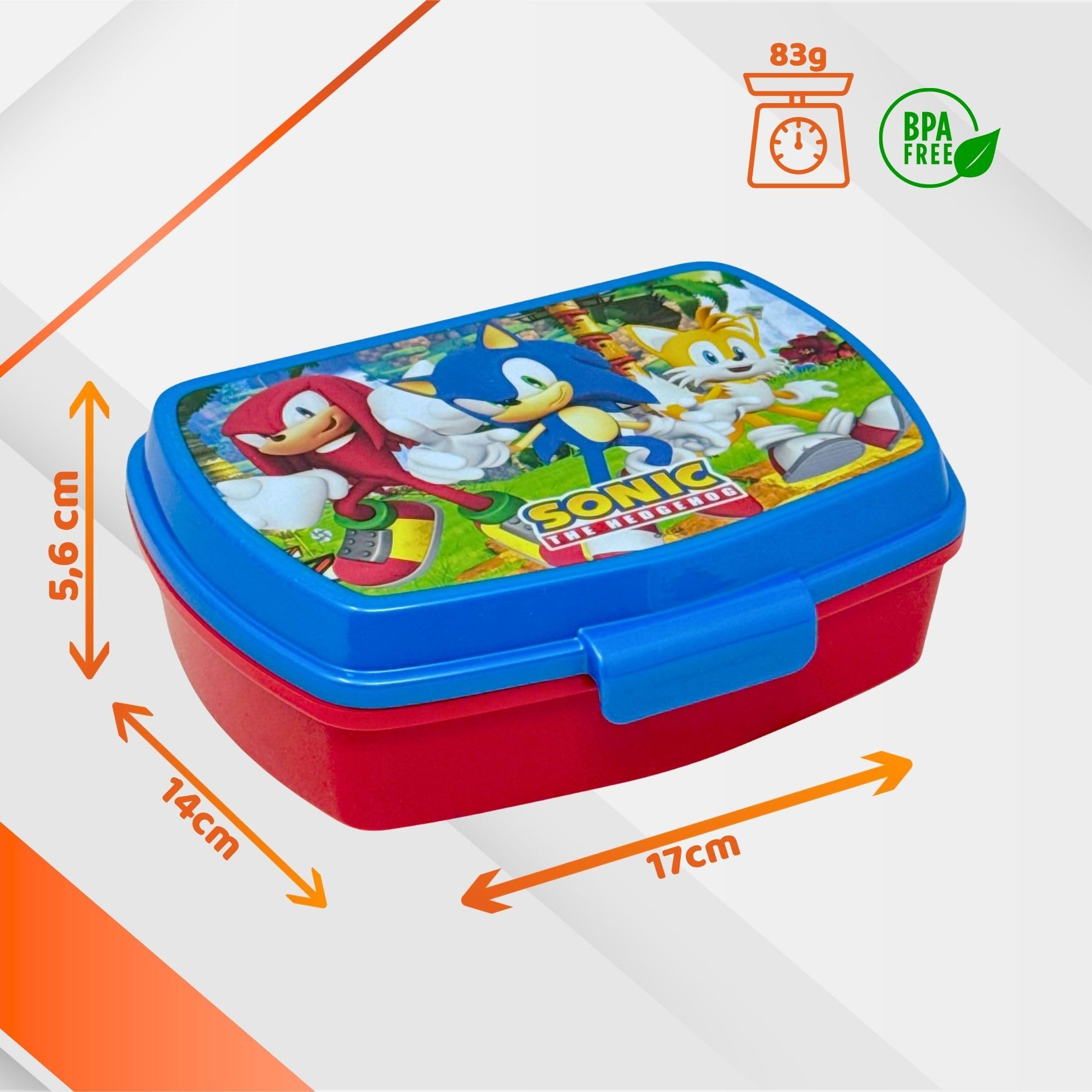 Boîte à Goûter Enfant Sonic 17x14 cm Lunch Box École Maternelle Plastique Sans BPA