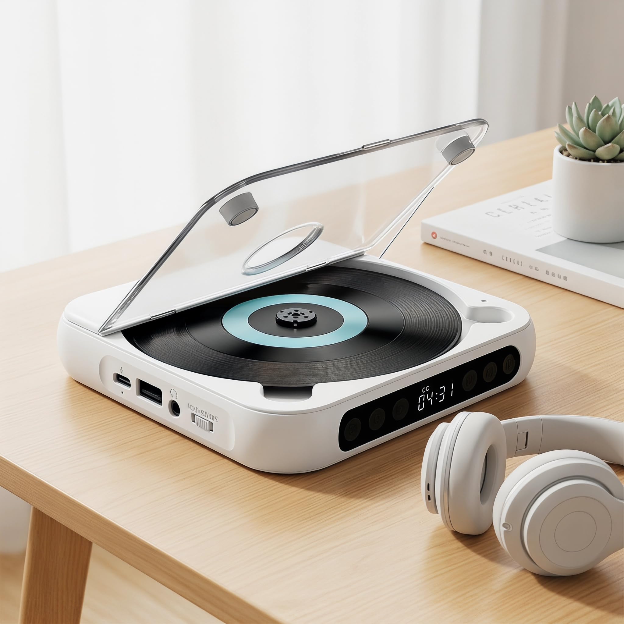Lettore CD Portatile Bluetooth 5.3, Lettore Musicale Hi-Fi Compatto E Ricaricabile per Casa, Viaggi E Auto, Supporta CD/aux/USB, Design Leggero Ed Elegante. Pink 1pcs