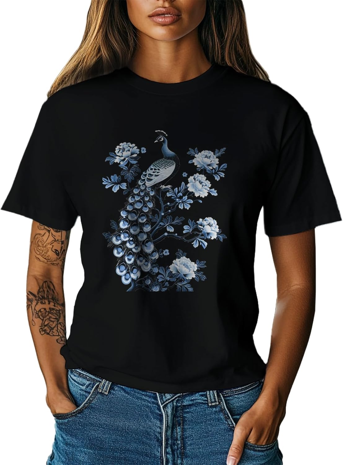 Fashion Women's T Shirts Cotton Crew Neck Short Sleeves Oversized Tee Tropical Graphic Baggy Trendy Tops